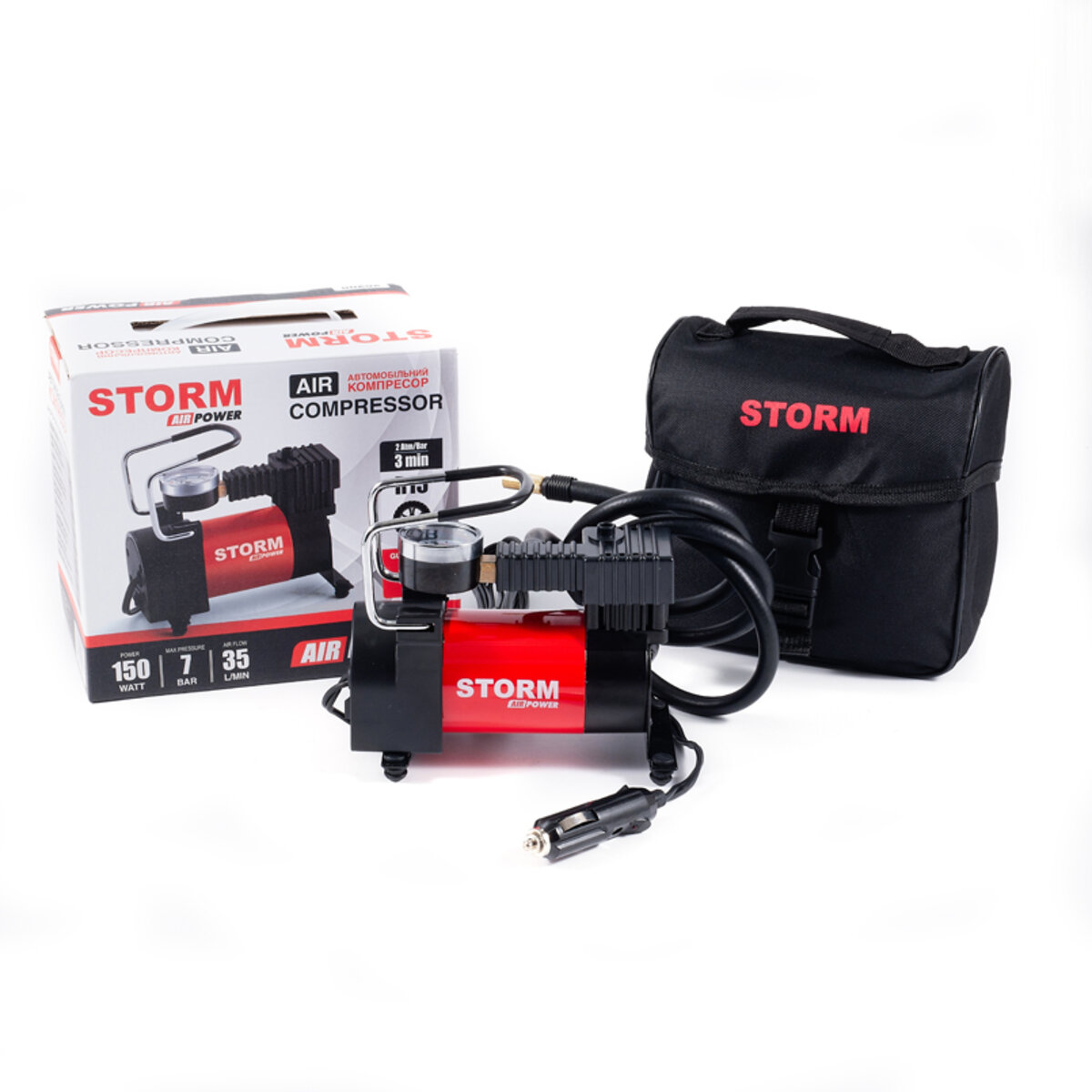 Компресор автомобільний Storm Air Power 7 Атм 35 л/хв 150 Вт (20200) дивитися фото №4