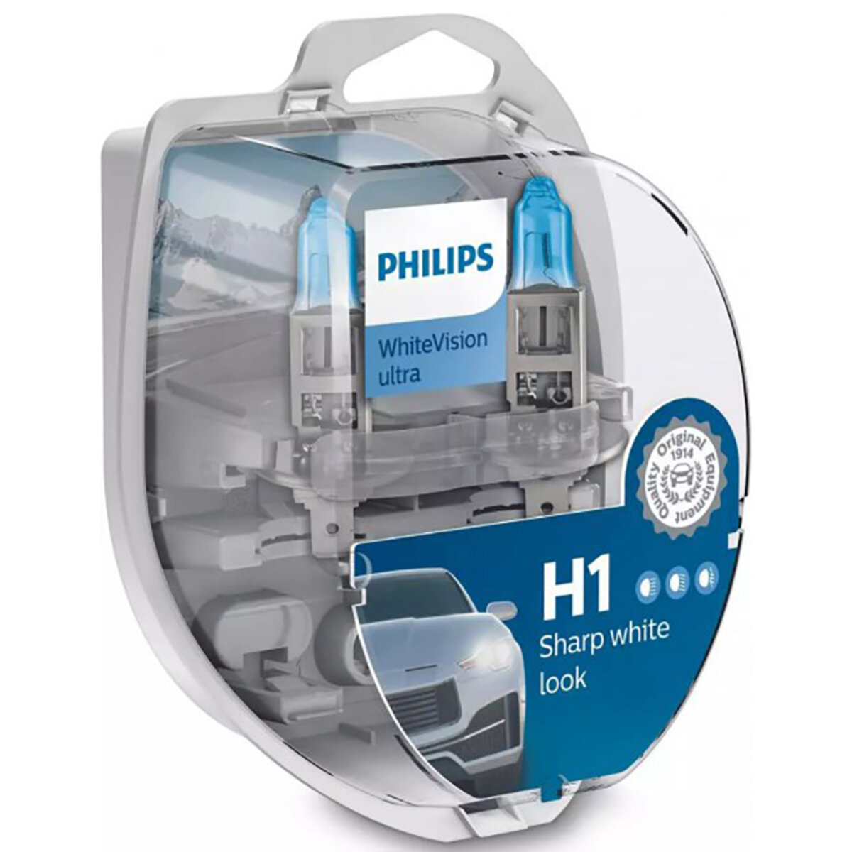 Галогенова лампа Philips H1 WhiteVision Ultra+60% (3700K) 12V 55W P14.5s 2шт. (12258WVUSM) дивитися фото №3