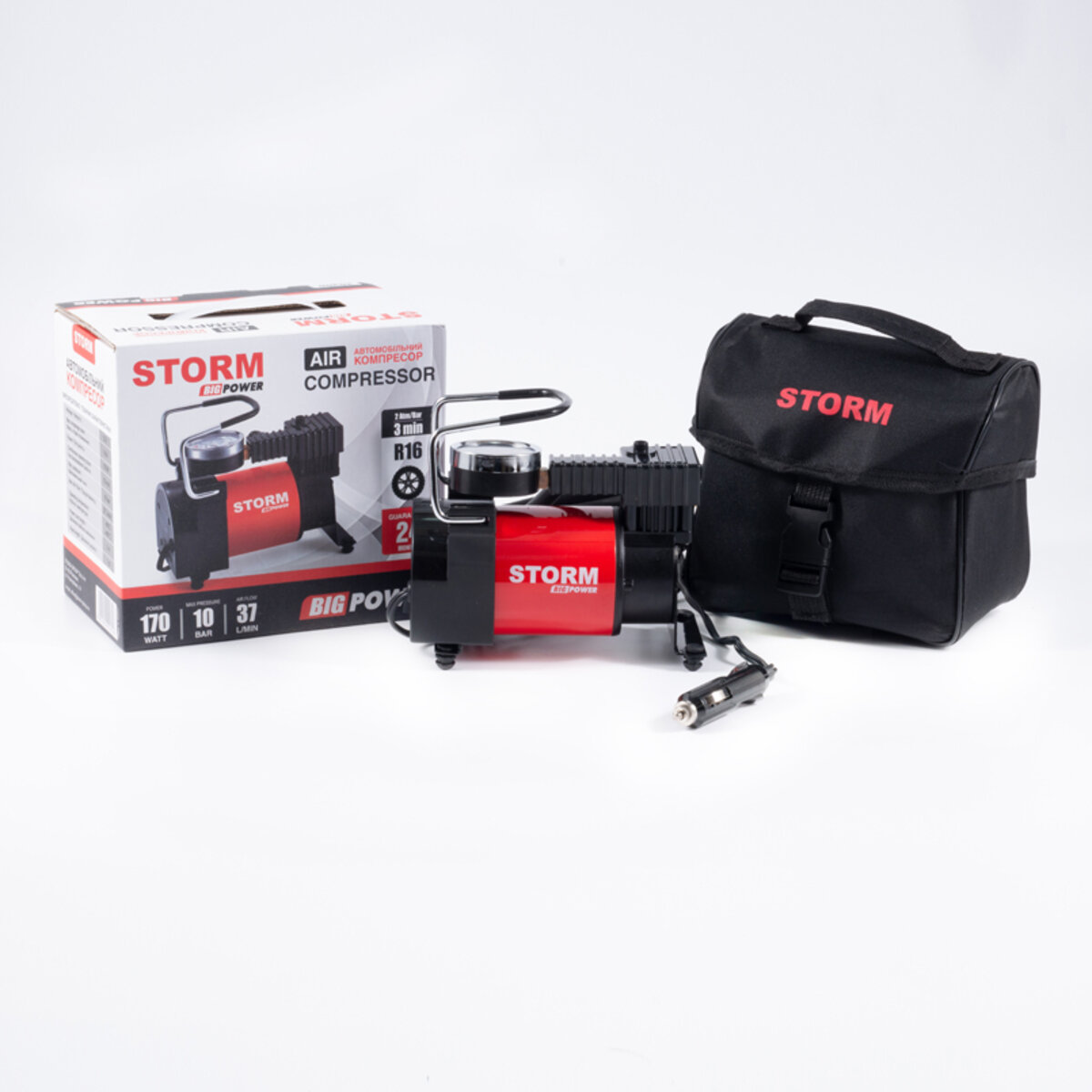 Компресор автомобільний Storm Big Power 10 Атм 37 л/хв 170 Вт (20300) дивитися фото №4