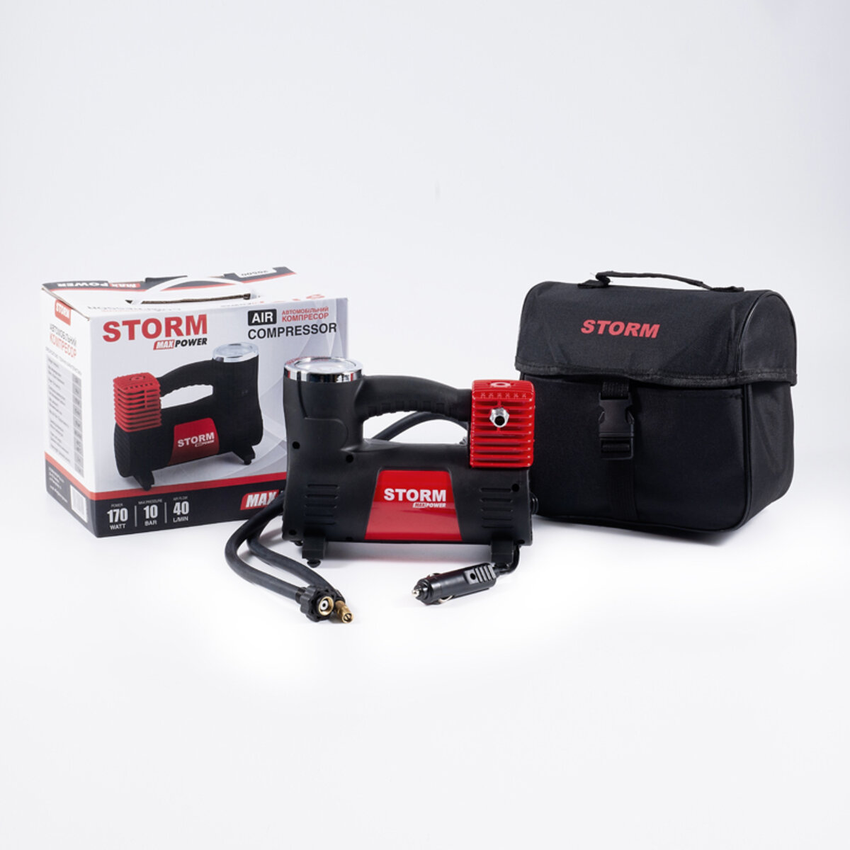 Компресор автомобільний Storm Max Power 10 Атм 40 л/хв 170 Вт (20500) дивитися фото №4