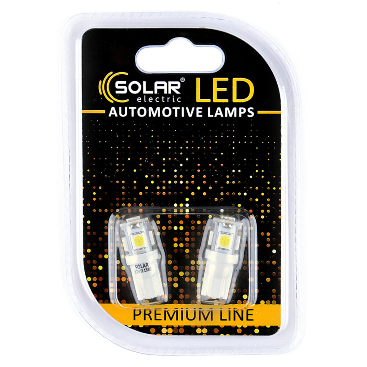 LED автолампа Solar 12V T10 W2.1x9.5d 5SMD white, 2шт SL1330 (SL1330) дивитися фото №1