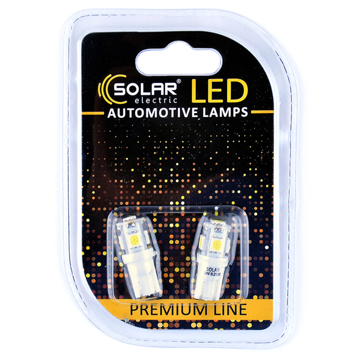 LED автолампа Solar 24V T10 W2.1x9.5d 5SMD white, 2шт (SL2530) дивитися фото №1