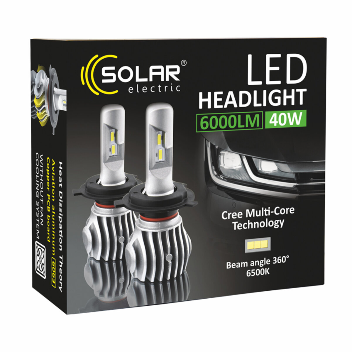 LED автолампа Solar H4 12/24V 6500K 6000Lm 40W Cree Chip (8604) дивитися фото №5