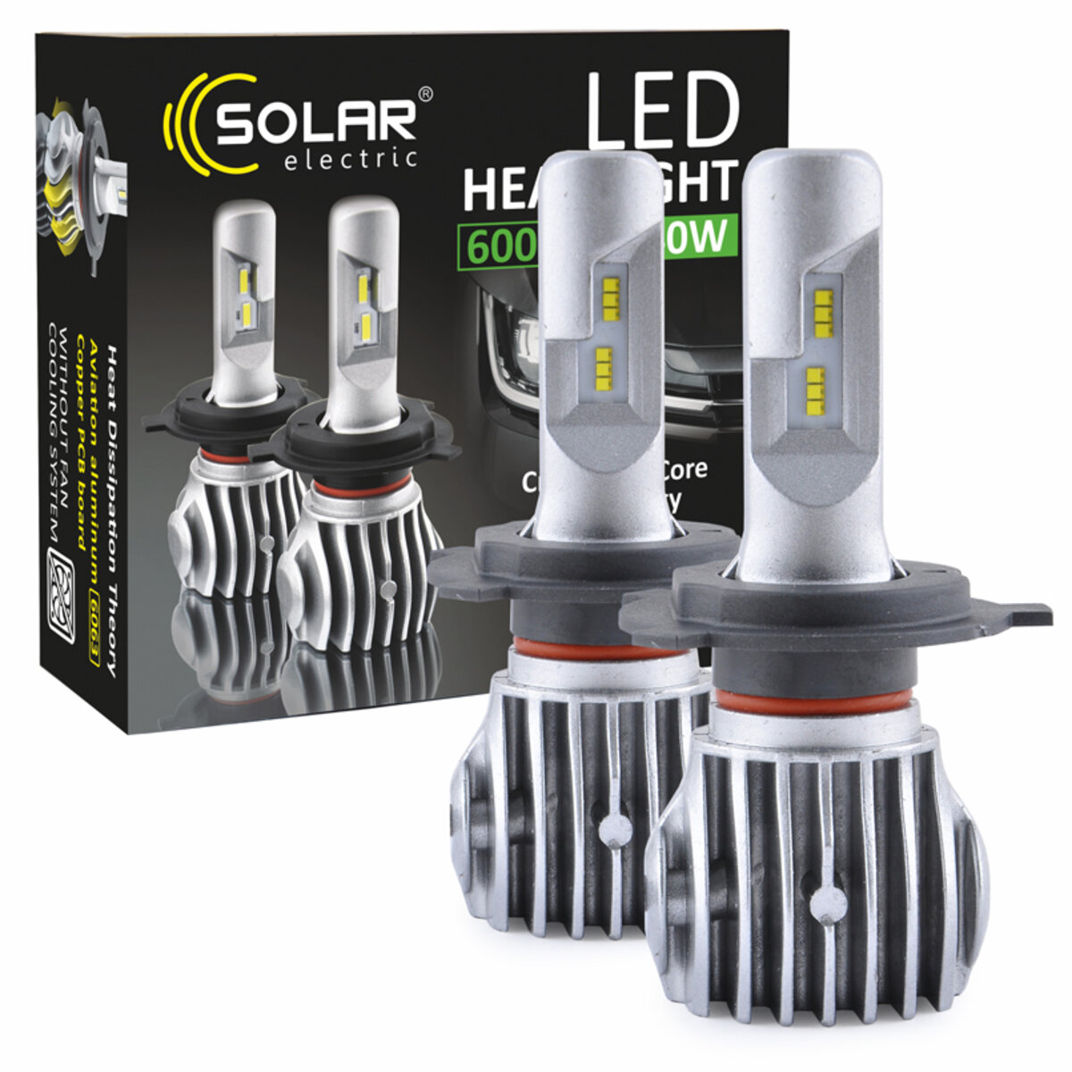 LED автолампа Solar H4 12/24V 6500K 6000Lm 40W Cree Chip (8604) дивитися фото №1