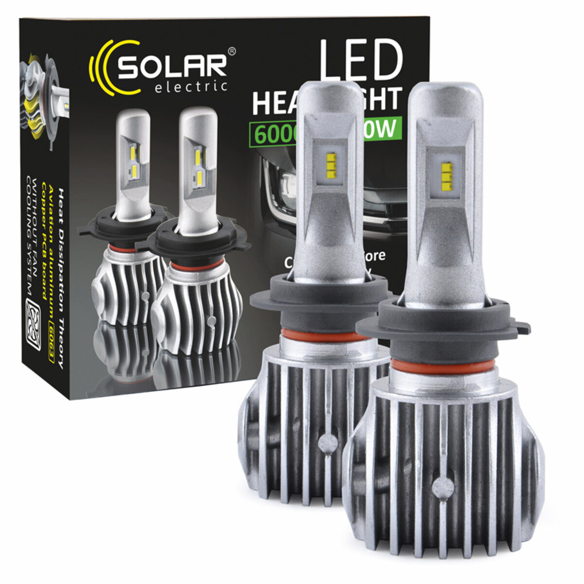 LED автолампа Solar H7 12/24V 6500K 6000Lm 40W Cree Chip (8607) дивитися фото №1