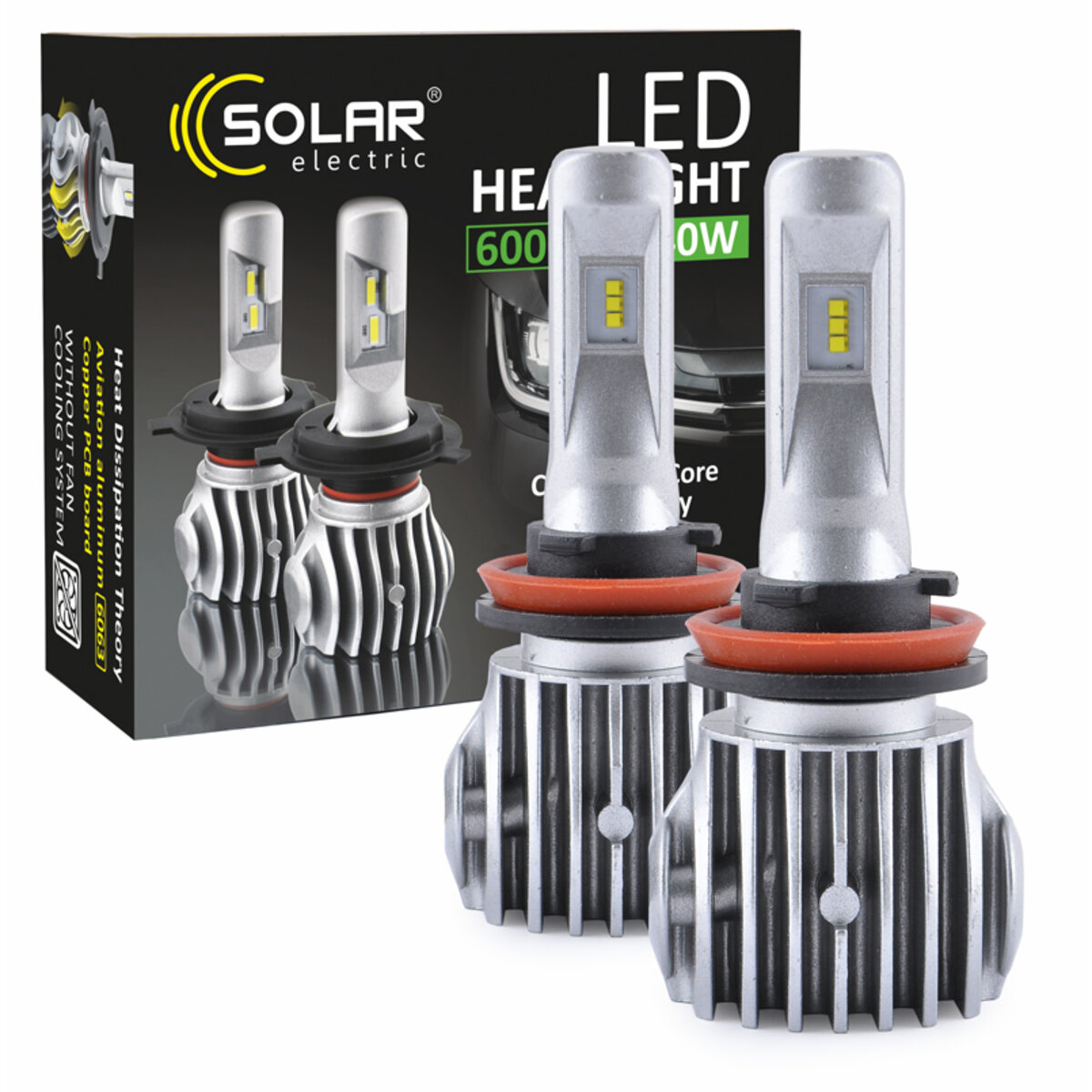LED автолампа Solar H11 12/24V 6500K 6000Lm 50W Cree Chip (8611) дивитися фото №1