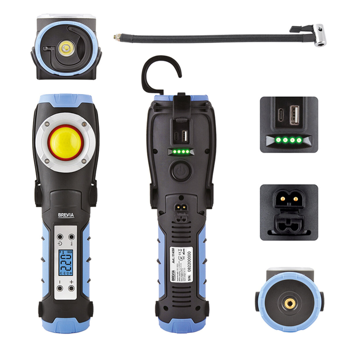 Інспекційна лампа Brevia LED 18 W 1800 lm + компресор 100 W 7800 mAh type-C  (11450) дивитися фото №3