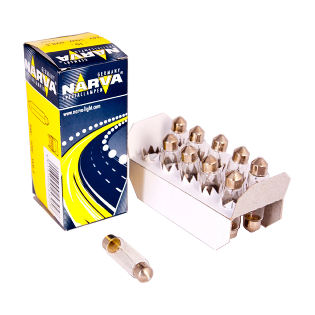 Лампа розжарювання Narva 24V 10W SV8,5 11x41, 10шт (17327) дивитися фото №1