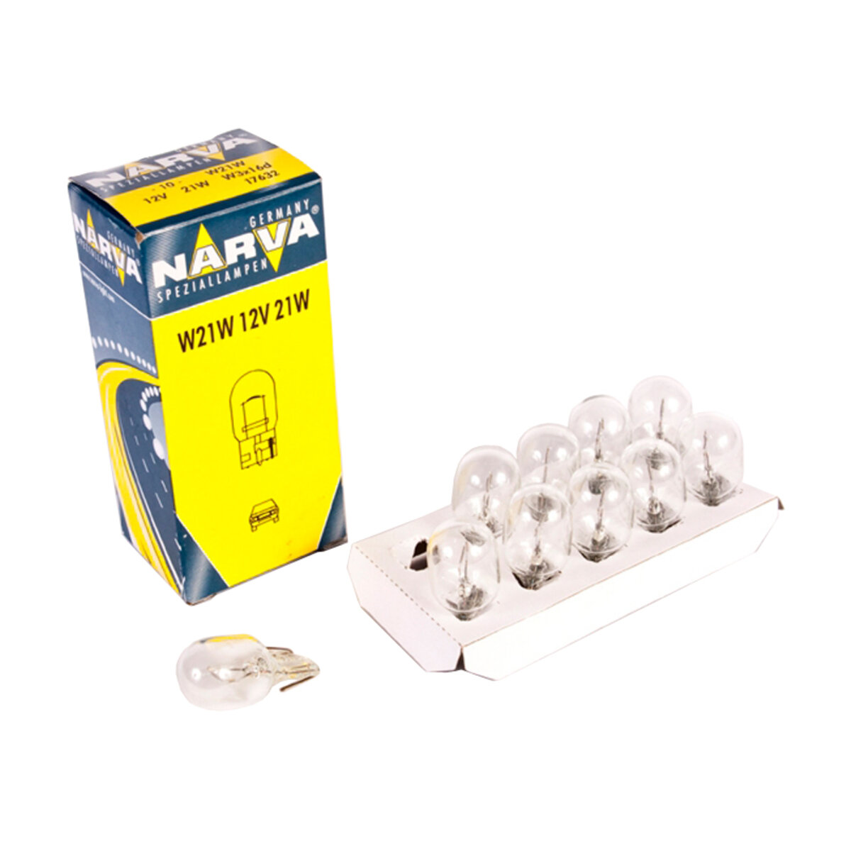 Лампа розжарювання Narva W21W 12V 21WW3X16d, 10шт (17632) дивитися фото №1