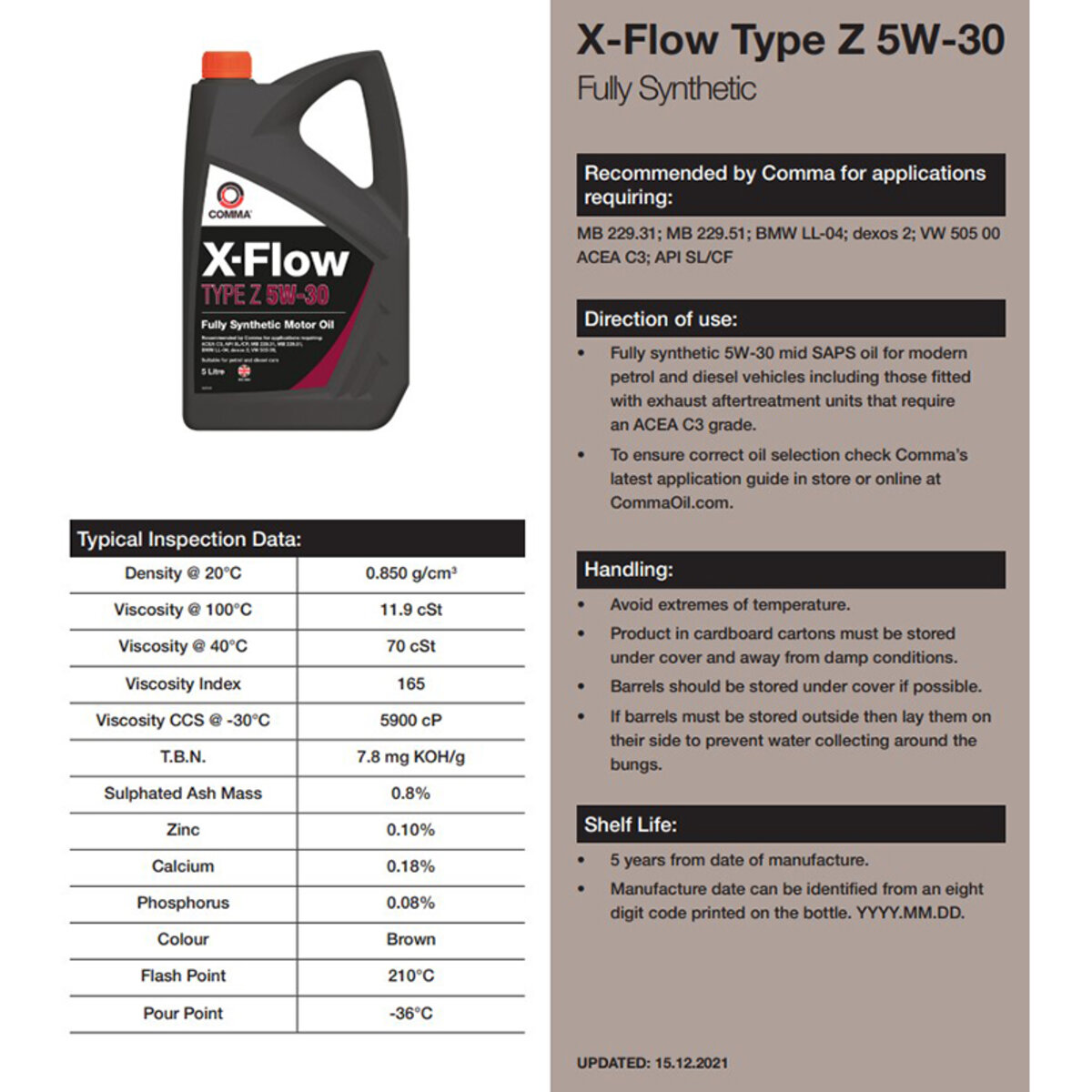 Моторне масло Comma X-FLOW TYPE Z 5W-30 199л (XFZ199L) дивитися фото №2