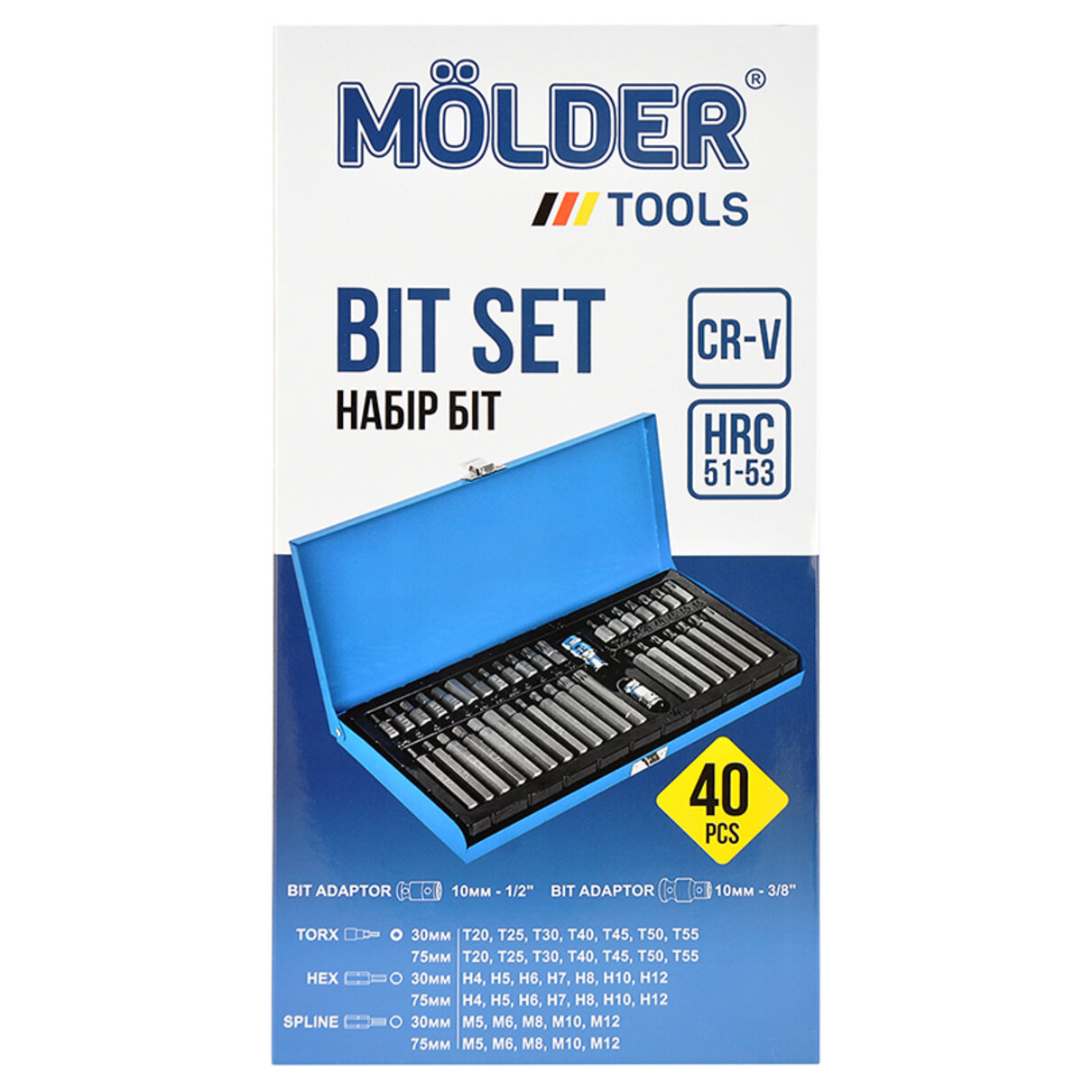 Професійний набір зірок і шестигранників Molder CR-V 40шт (MT68040) дивитися фото №1