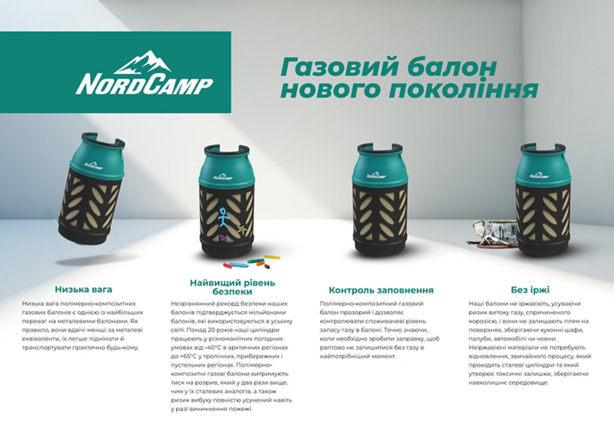 Композитний газовий балон Nord Camp 18.2л (NC20190) дивитися фото №6