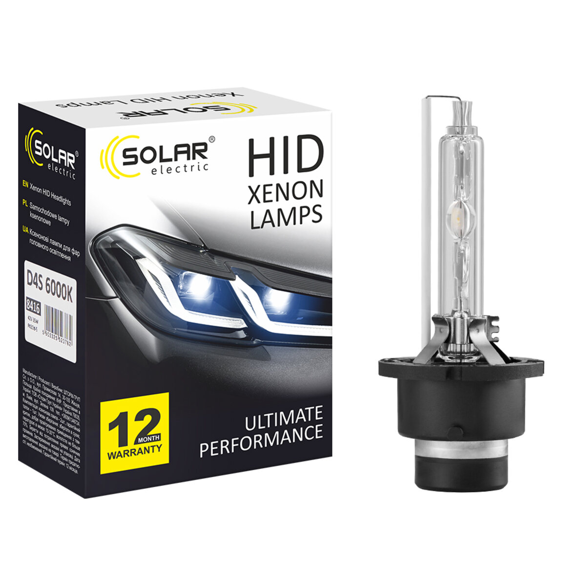 Ксеноновая лампа Solar D4S 6000K, 42V, 35W PK32d-5, 2шт (8416) смотреть фото №1