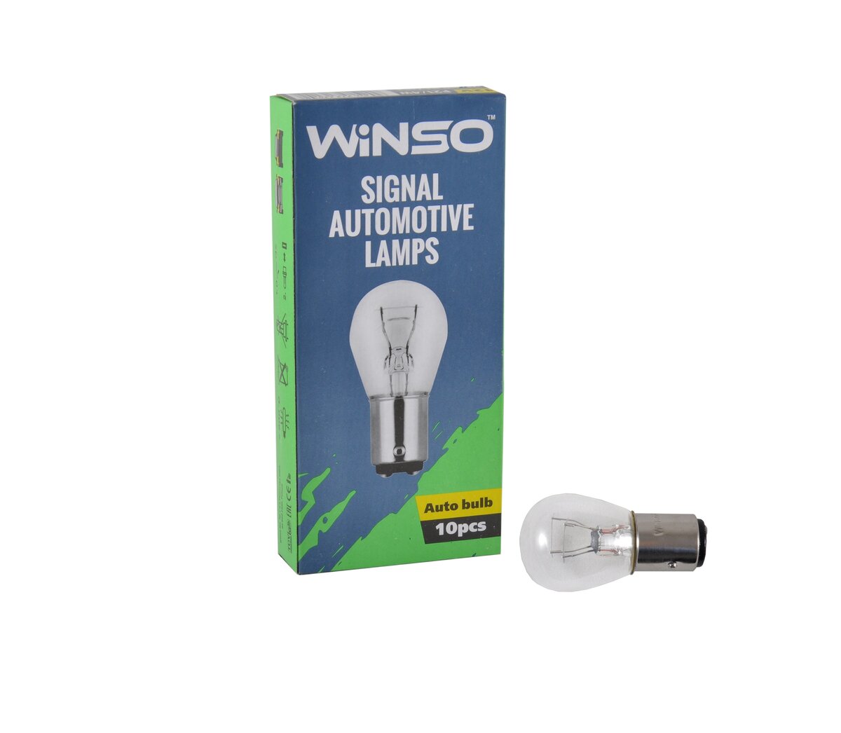 Лампа розжарювання Winso 12V P21/4W 21/4W BAZ15d, 10шт (713140) дивитися фото №1