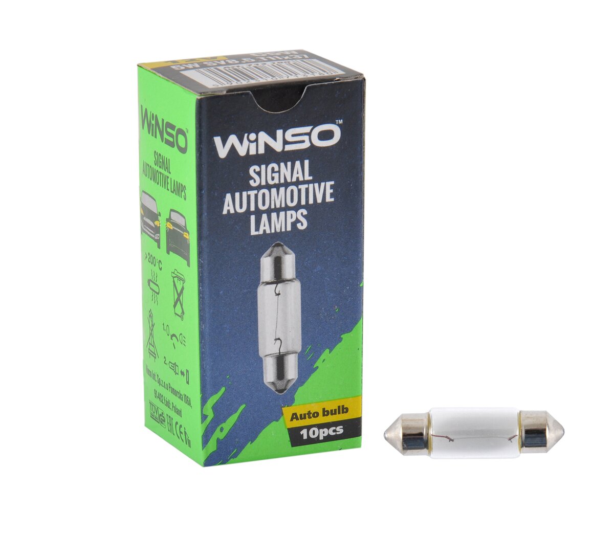 Лампа розжарювання Winso 12V C5W 5W SV8.5 T11x37, 10шт (713180) дивитися фото №1