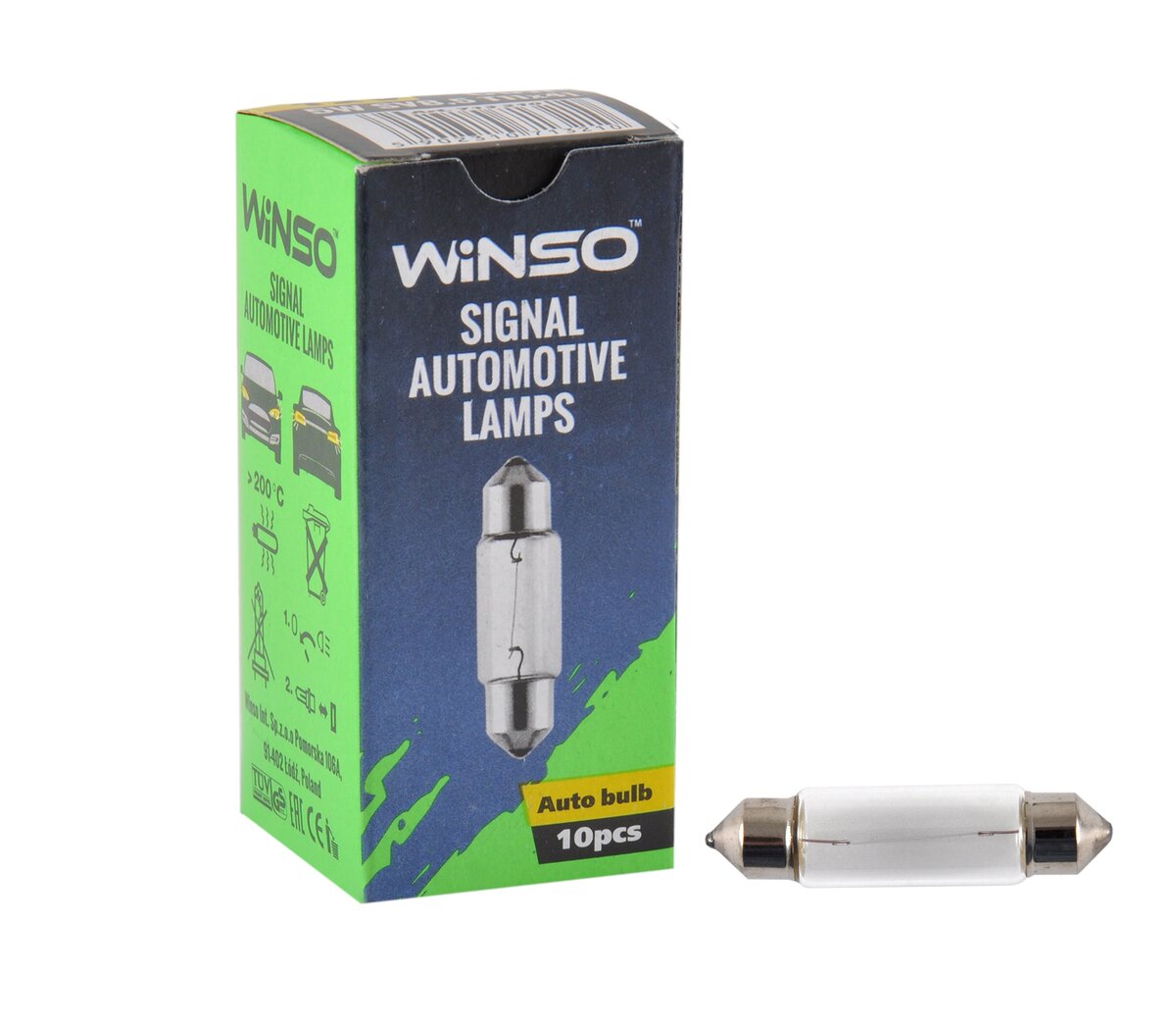 Лампа розжарювання Winso 12V C5W 5W SV8.5 T11x41, 10шт (713210) дивитися фото №1