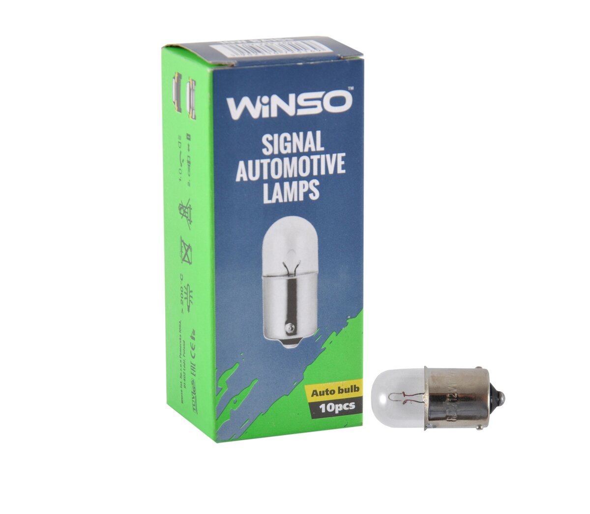Лампа розжарювання Winso 24V R10W 10W BA15s, 10шт (725160) дивитися фото №1