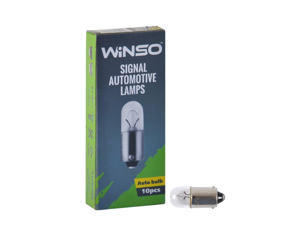 Лампа розжарювання Winso 24V T4W 4W BA9s, 10шт (725170) дивитися фото №1