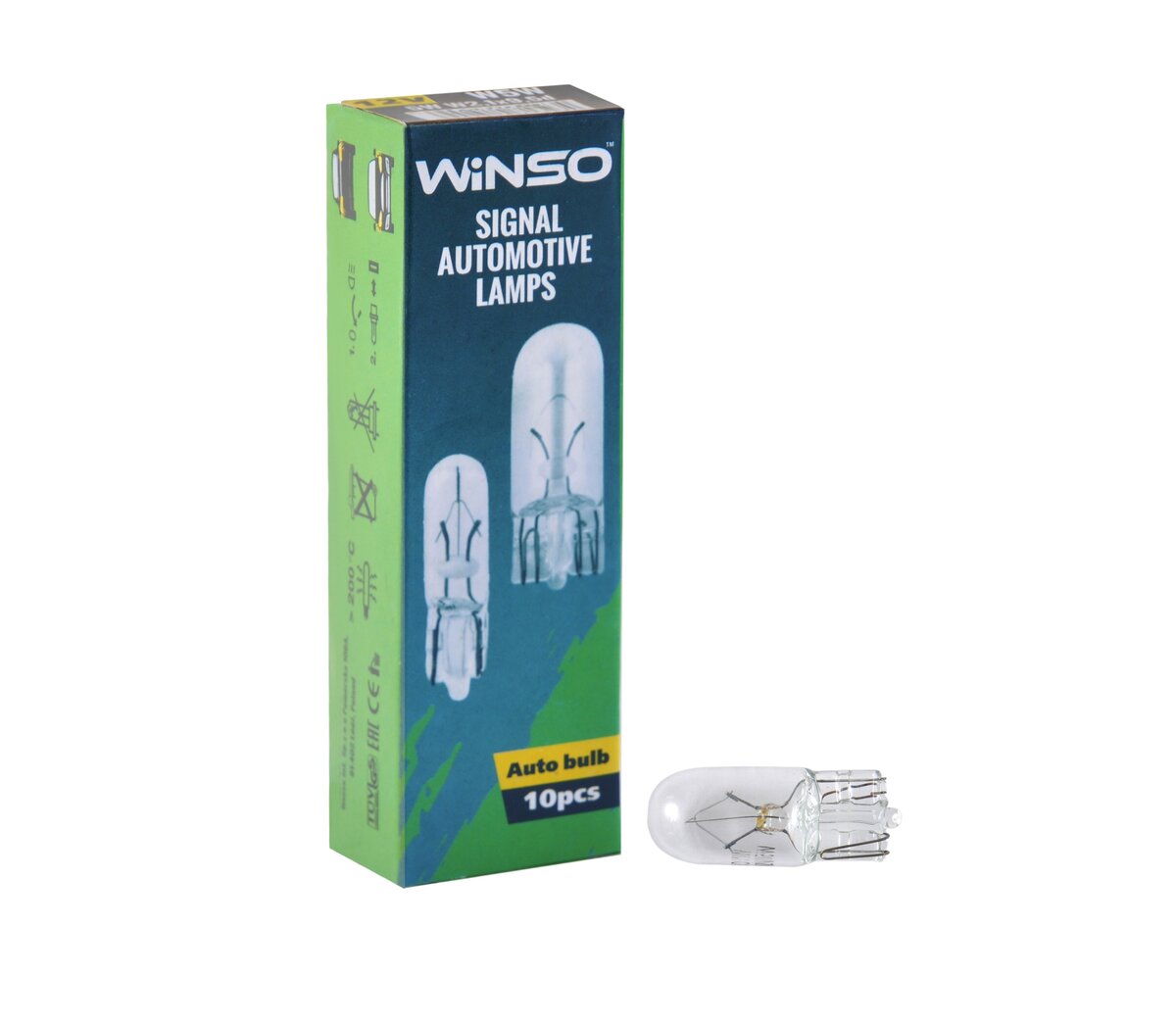 Лампа розжарювання Winso 12V W5W 5W W2.1x9.5d, 10шт (713230) дивитися фото №1