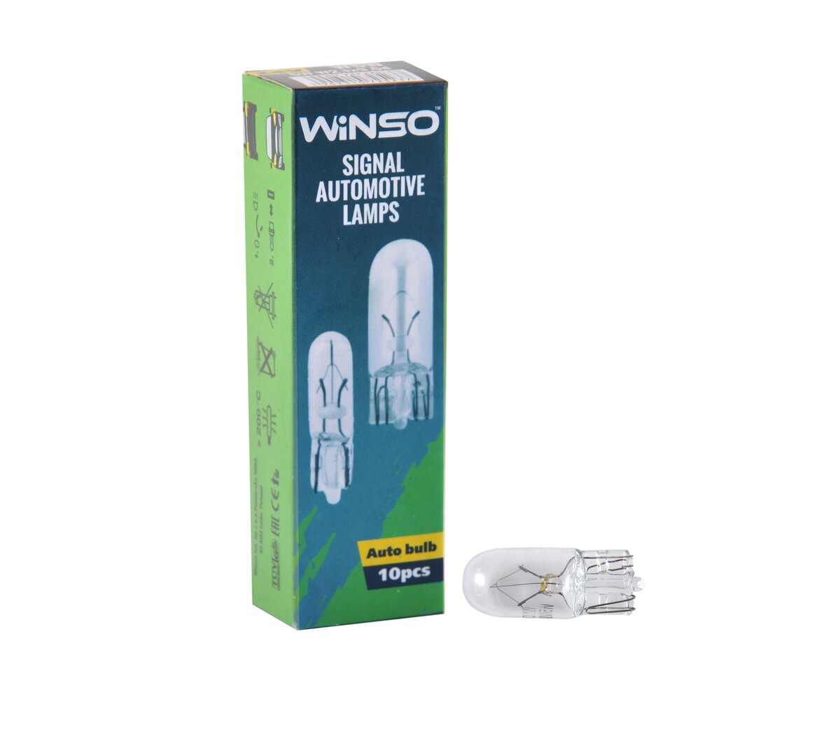 Лампа розжарювання Winso 24V W5W 5W W2.1x9.5d, 10шт (725230) дивитися фото №1