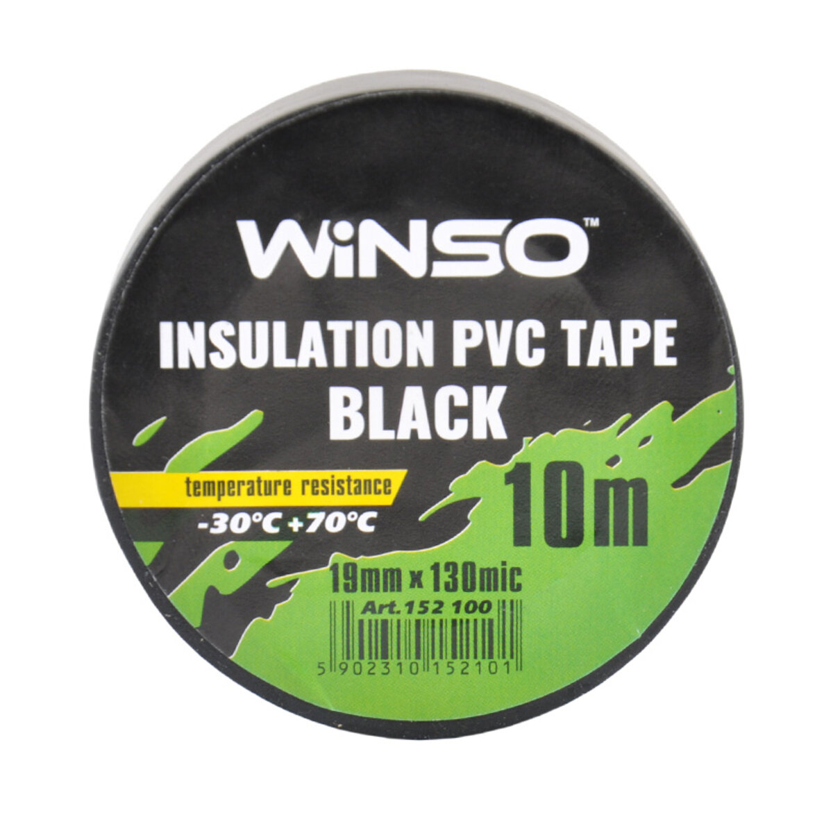 Стрічка ізоляційна ПВХ Winso д.10м, ш.19мм, т.130мк, чорна (152100) дивитися фото №2