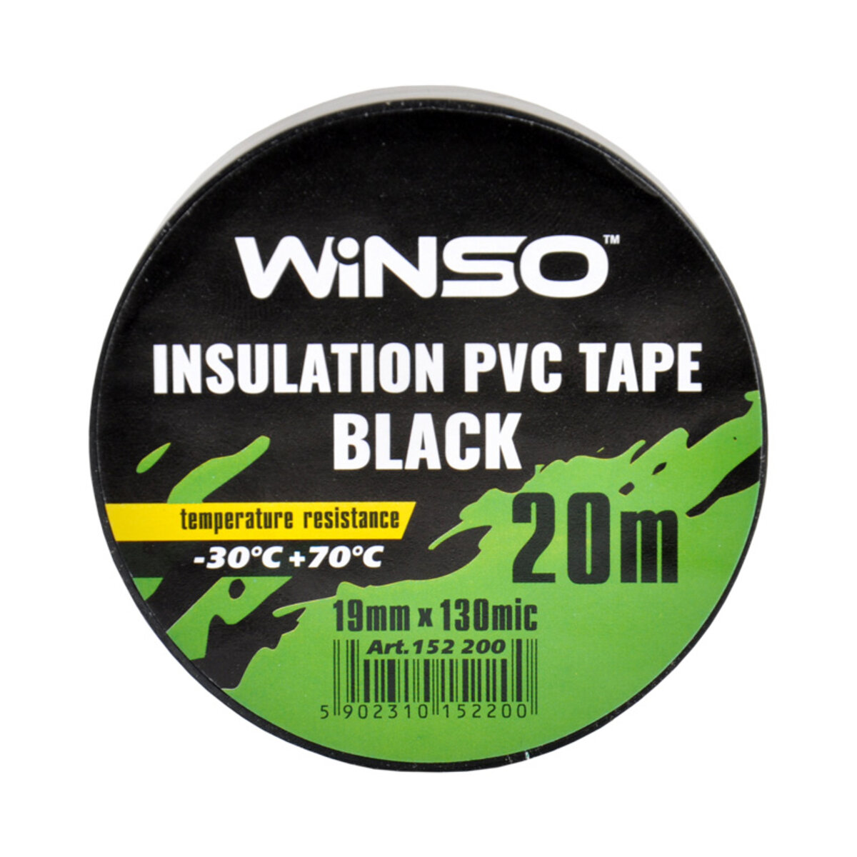 Стрічка ізоляційна ПВХ Winso д.20м, ш.19мм, т.130мк, чорна (152200) дивитися фото №2