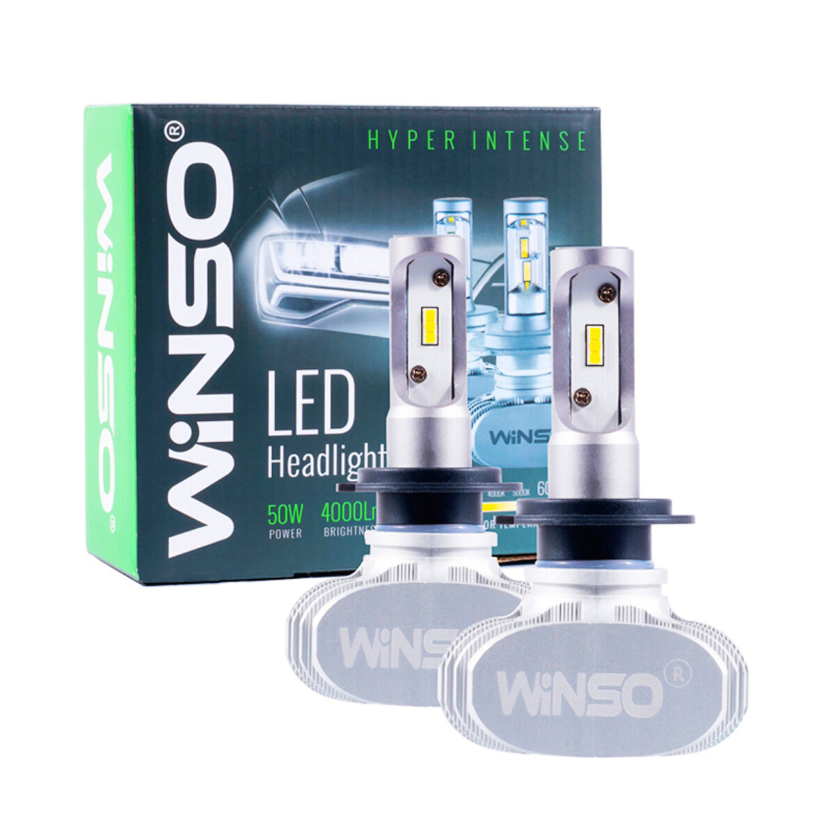 LED автолампа Winso H7 12/24V 6000К 4000Lm 50W CSP Cree Chip 19х19, 2шт (791700) дивитися фото №1