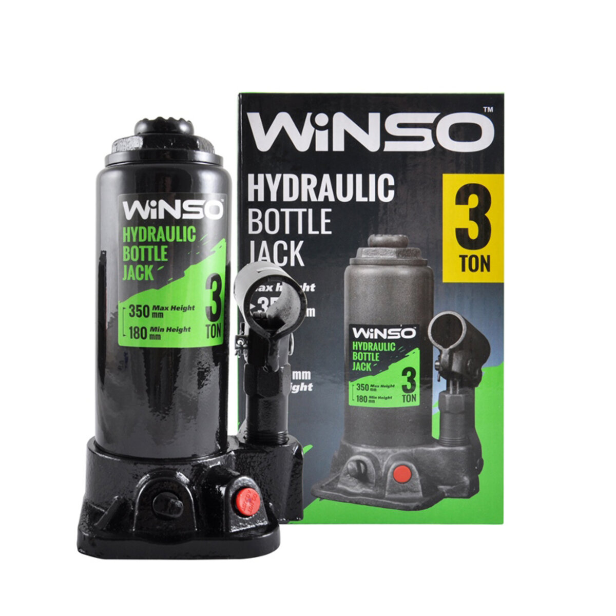 Домкрат гідравлічний пляшковий Winso 3т 180-350мм (173000) дивитися фото №1