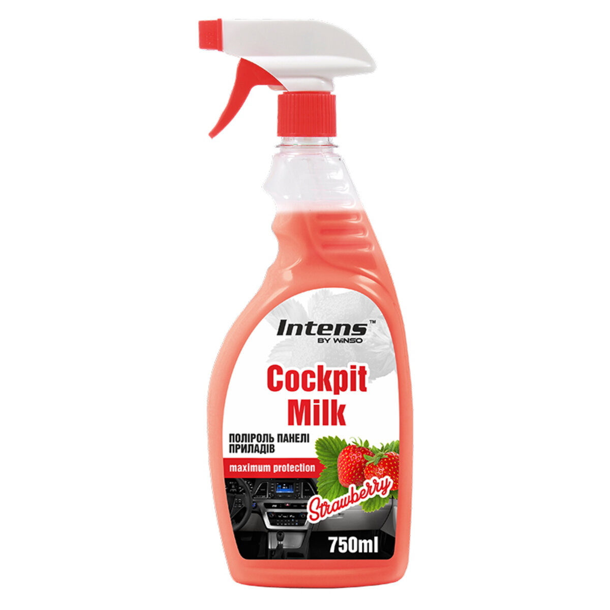 Поліроль-молочко для панелі приладів Winso Cockpit Milk Полуниця, 750мл (875014) дивитися фото №1