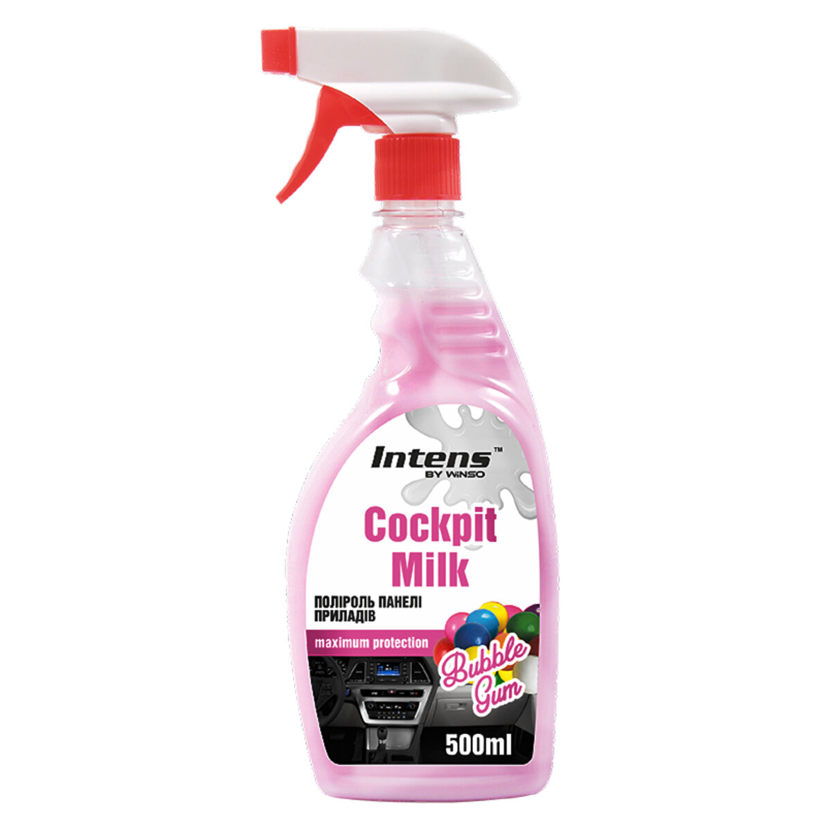 Поліроль-молочко для панелі приладів Winso Cockpit Milk Бабл Гам, 500мл (810730) дивитися фото №1