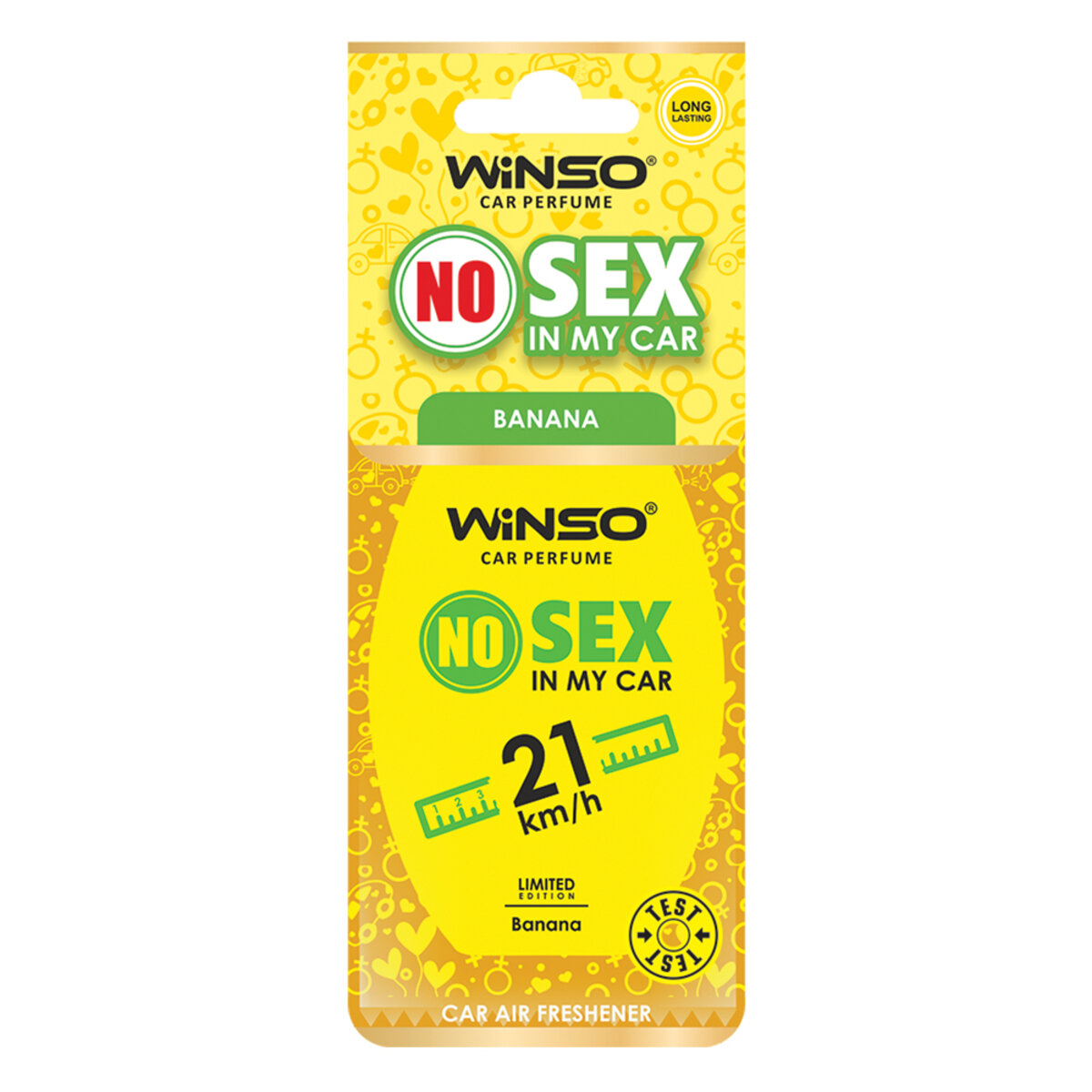 Автомобільний Освіжувач повітря WINSO NO Sex in My Car, целюлозний ароматизатор, BANANA (535890) | Аромат: Фруктовий дивитися фото №1
