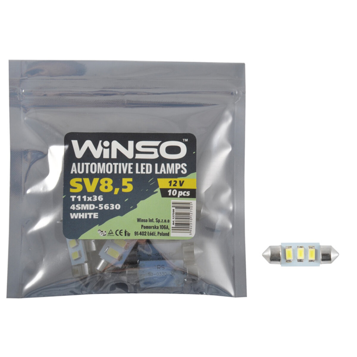 LED автолампа Winso 12V SMD SV8.5 T11x36, 10шт 127500 (127500) дивитися фото №1