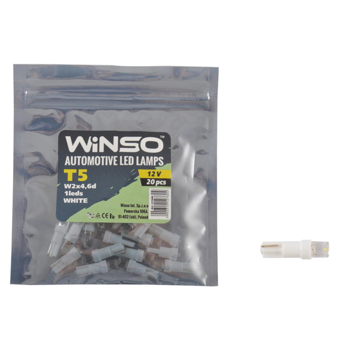 LED автолампа Winso 12V FLUX T5 W2x4.6d, 20шт 127600 (127600) дивитися фото №1