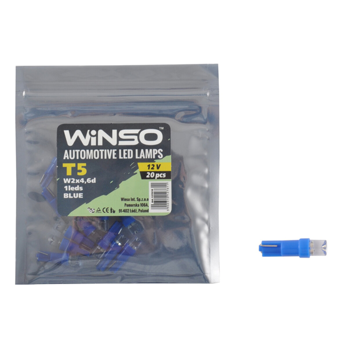 LED автолампа Winso 12V FLUX T5 W2x4.6d, 20шт 127610 (127610) дивитися фото №1