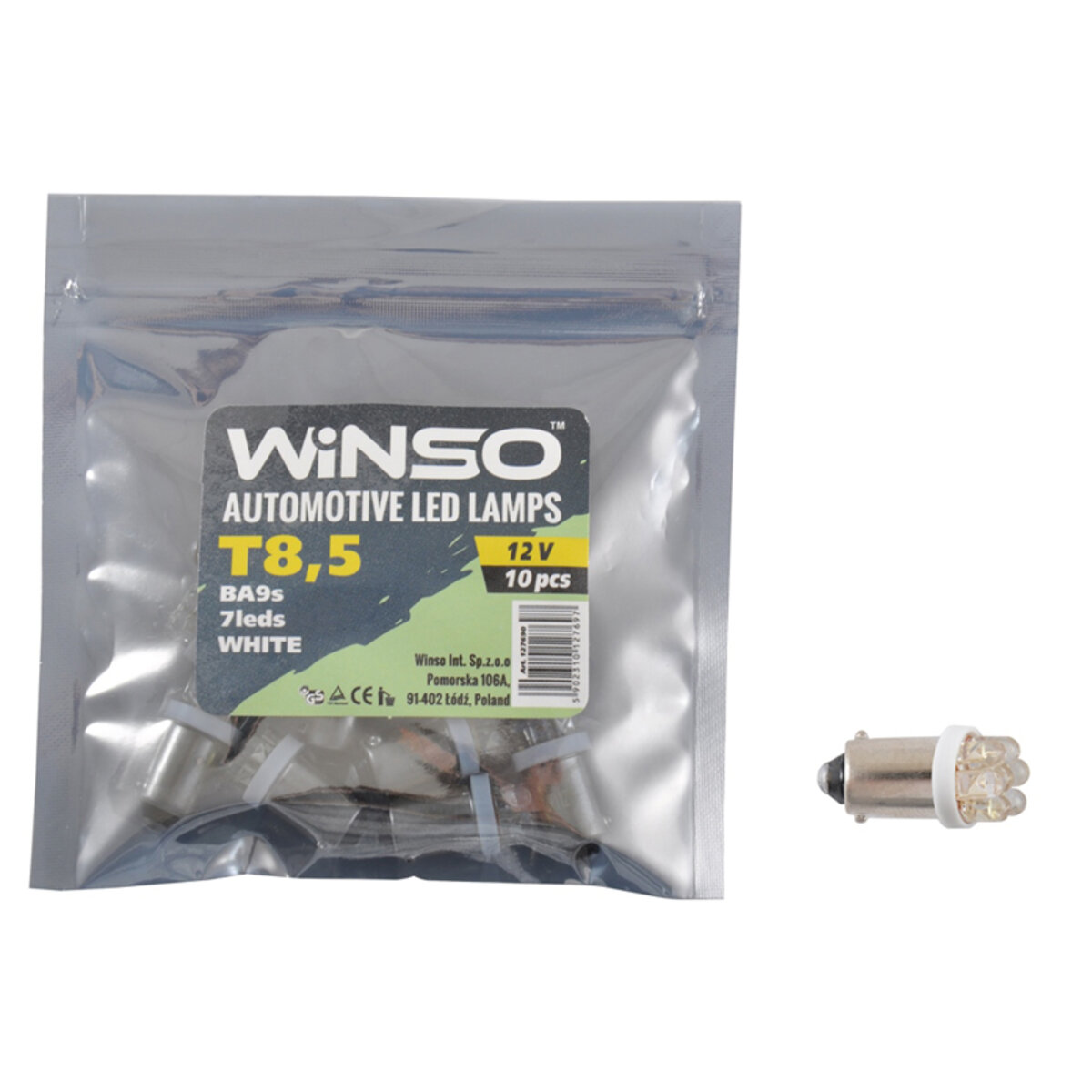 LED автолампа Winso 12V FLUX T8.5 BA9s, 10шт 127690 (127690) дивитися фото №1