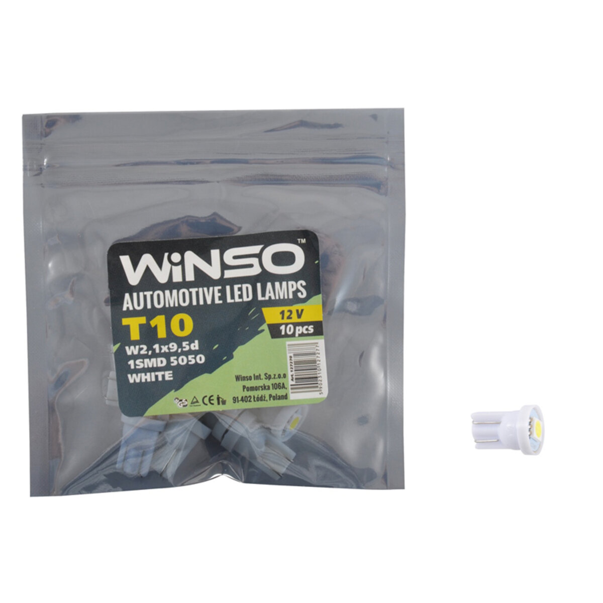 LED автолампа Winso 12V SMD T10 W2.1x9.5d, 10шт 127270 (127270) дивитися фото №1