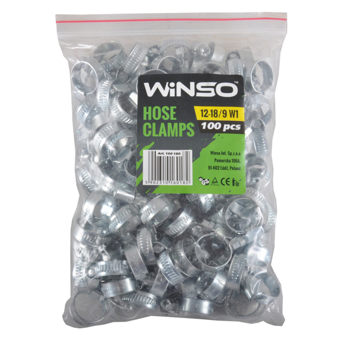 Хомути Winso 12-18/W1, 9мм, 100шт (160180) дивитися фото №1