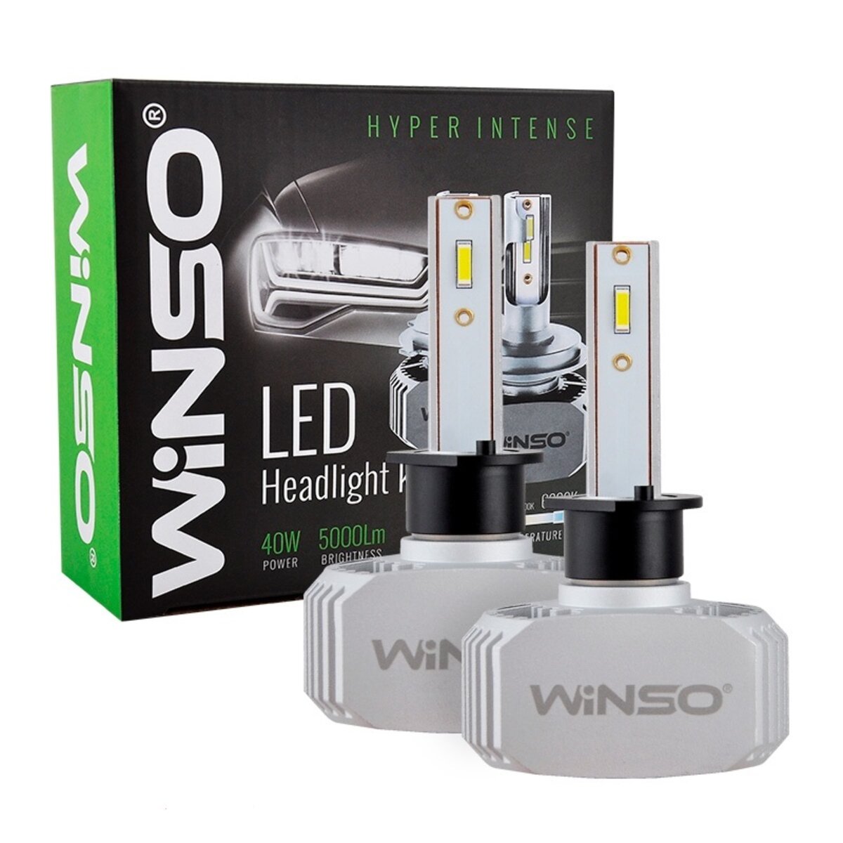 Автолампа Winso LED H1 12/24V 40Вт 5000Лм 6000K P14.5s, CSP Chip 2шт (792100) дивитися фото №1