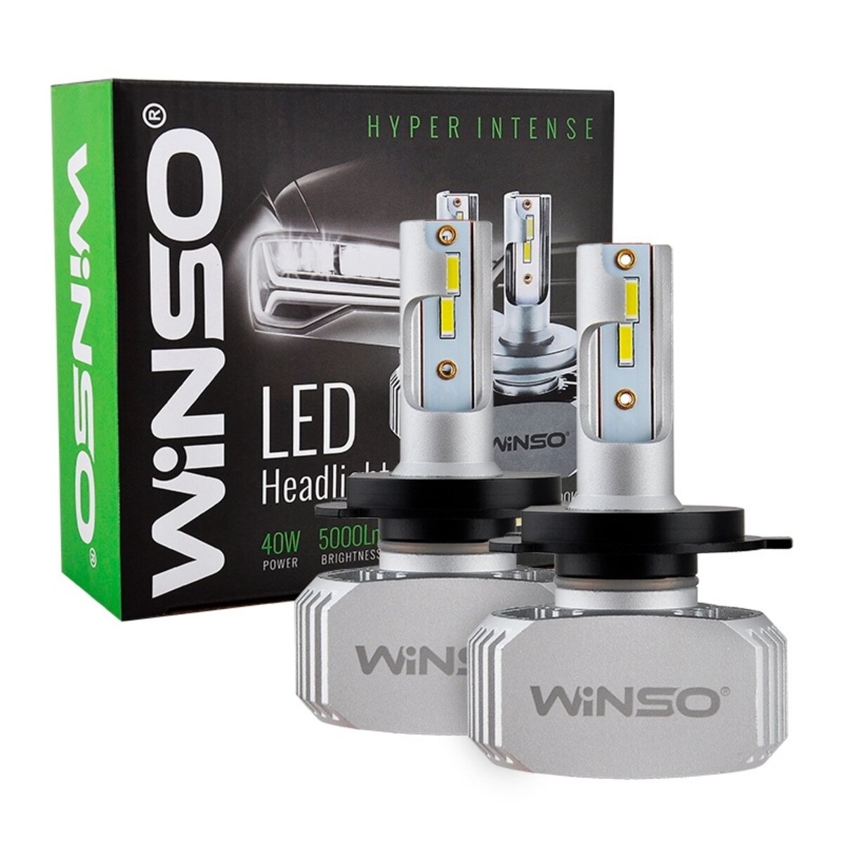 Автолампа Winso LED H4 12/24V 40Вт 5000Лм 6000K P43t CSP Chip 2шт (792400) дивитися фото №1