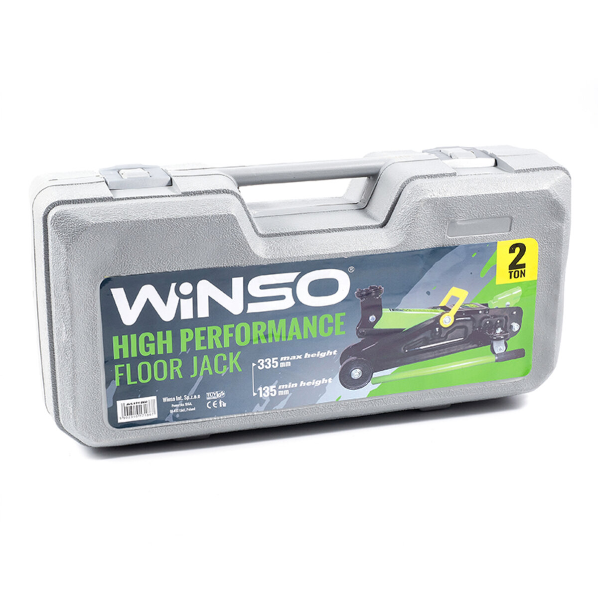 Домкрат гідравлічний, підкатний, 2т, 8,5 кг, висота 135-335мм, пластикова упаковка (171860) дивитися фото №2