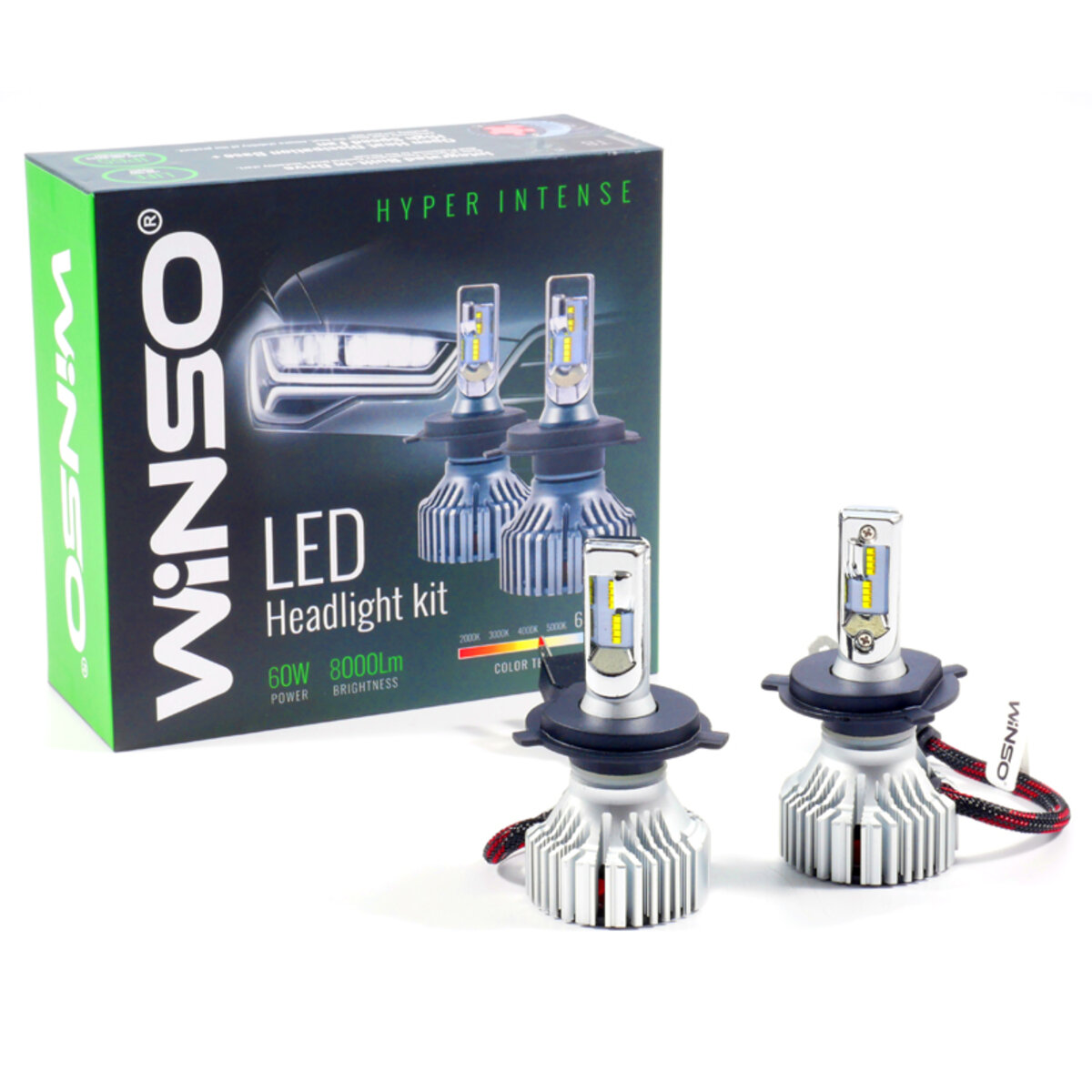 LED автолампа Winso H4 12/24V 60W 8000Lm 6500К ZES Chip, 2шт (798400) дивитися фото №1