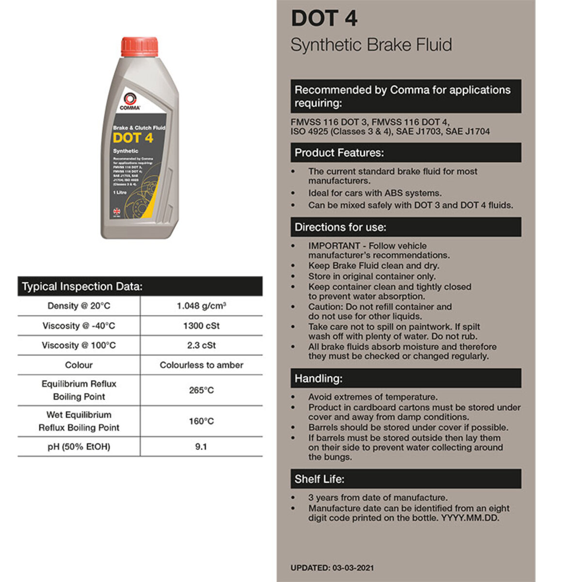 Гальмівна рідина Comma DOT 4 BRAKE FLUID 5л (BF45L) дивитися фото №2