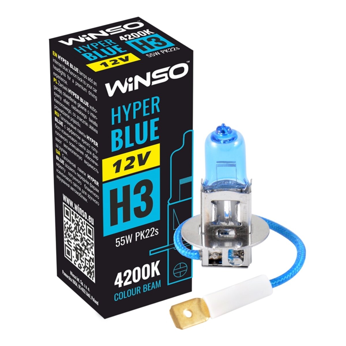 Галогенова лампа Winso H3 12V 55W PK22s HYPER BLUE 4200K (712340) дивитися фото №1