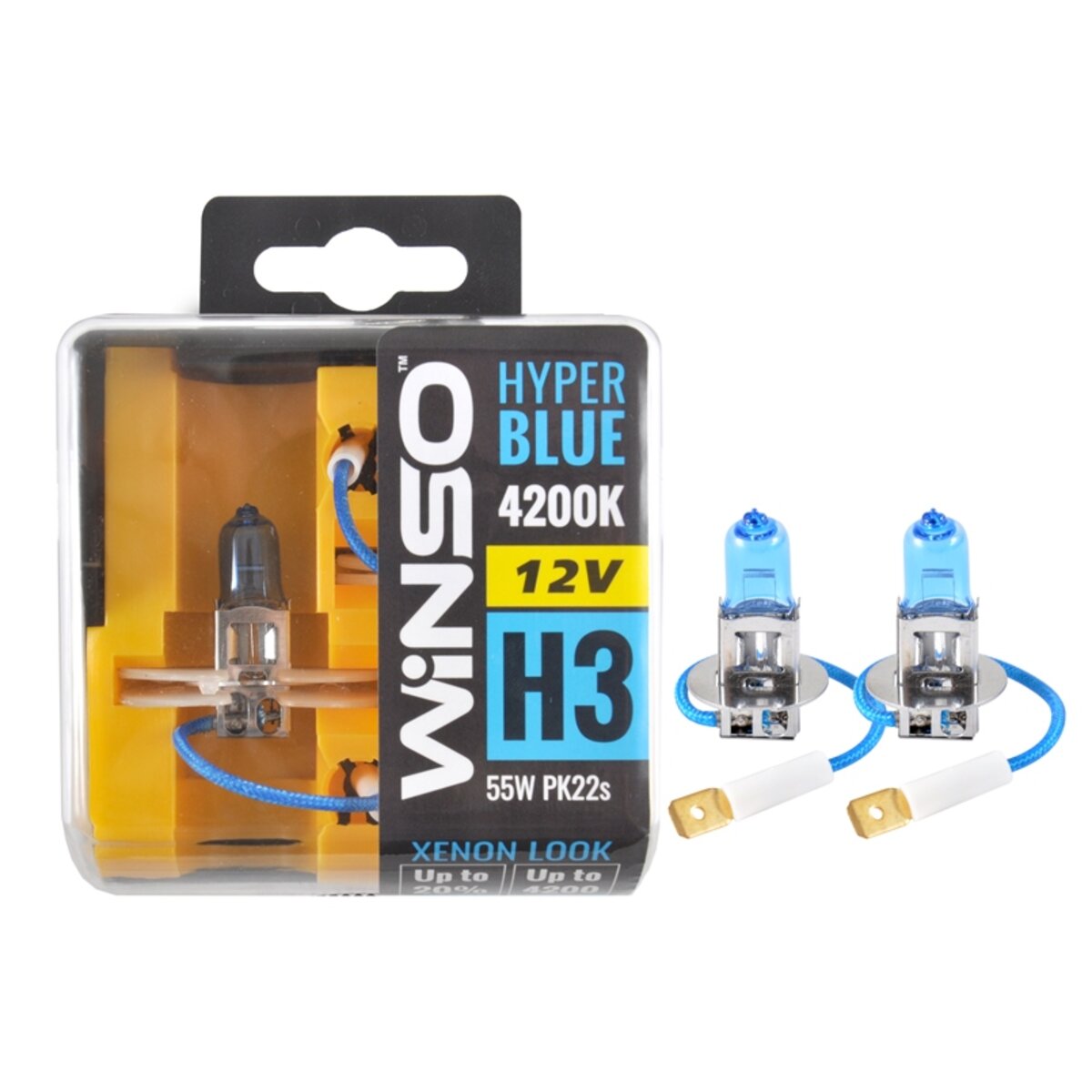 Галогенова лампа Winso H3 12V 55W PK22s SET HYPER BLUE 4200K (712350) дивитися фото №1