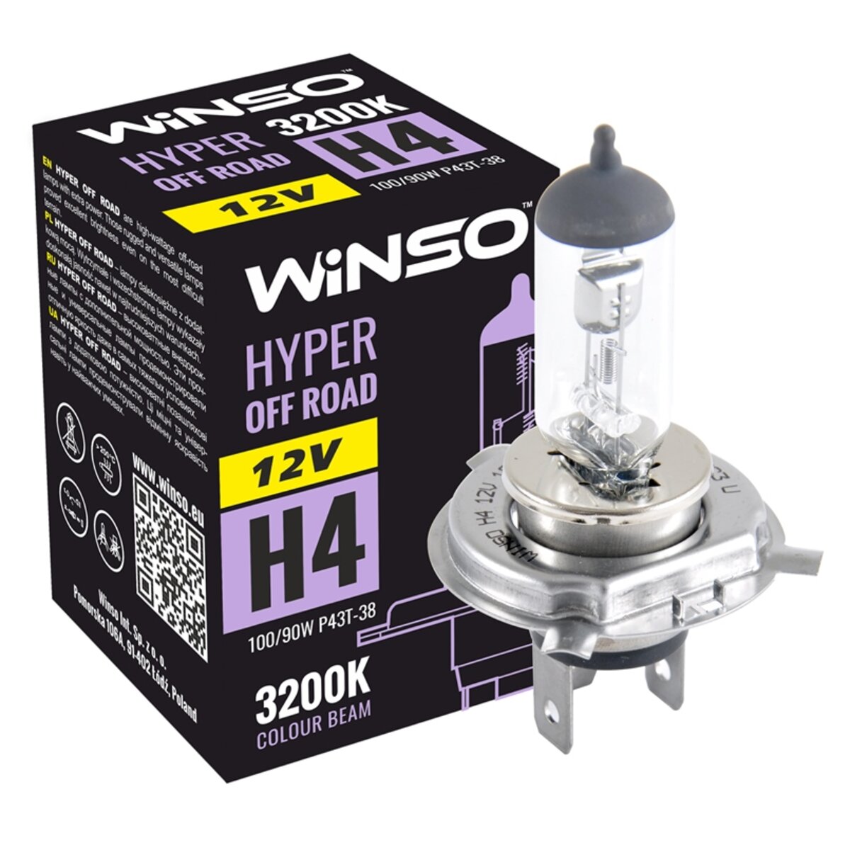 Галогенова лампа Winso H4 12V 100/90W P43t-38 HYPER OFF ROAD (712410) дивитися фото №1