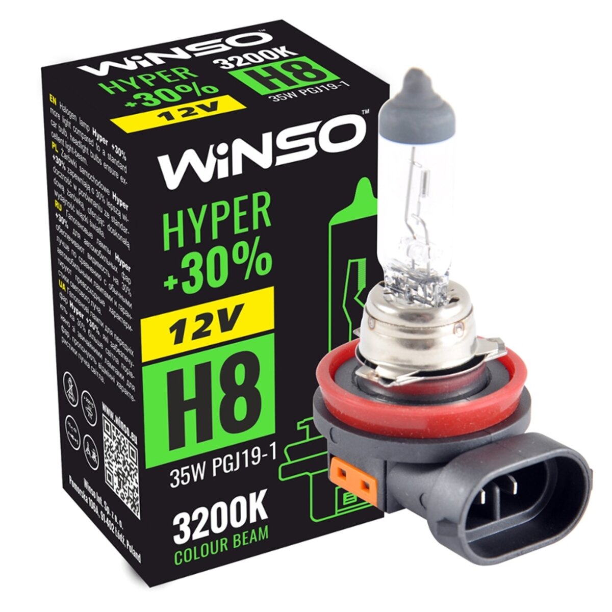 Галогенова лампа Winso H8 12V 35W PGJ19-1 HYPER +30% (712800) дивитися фото №1