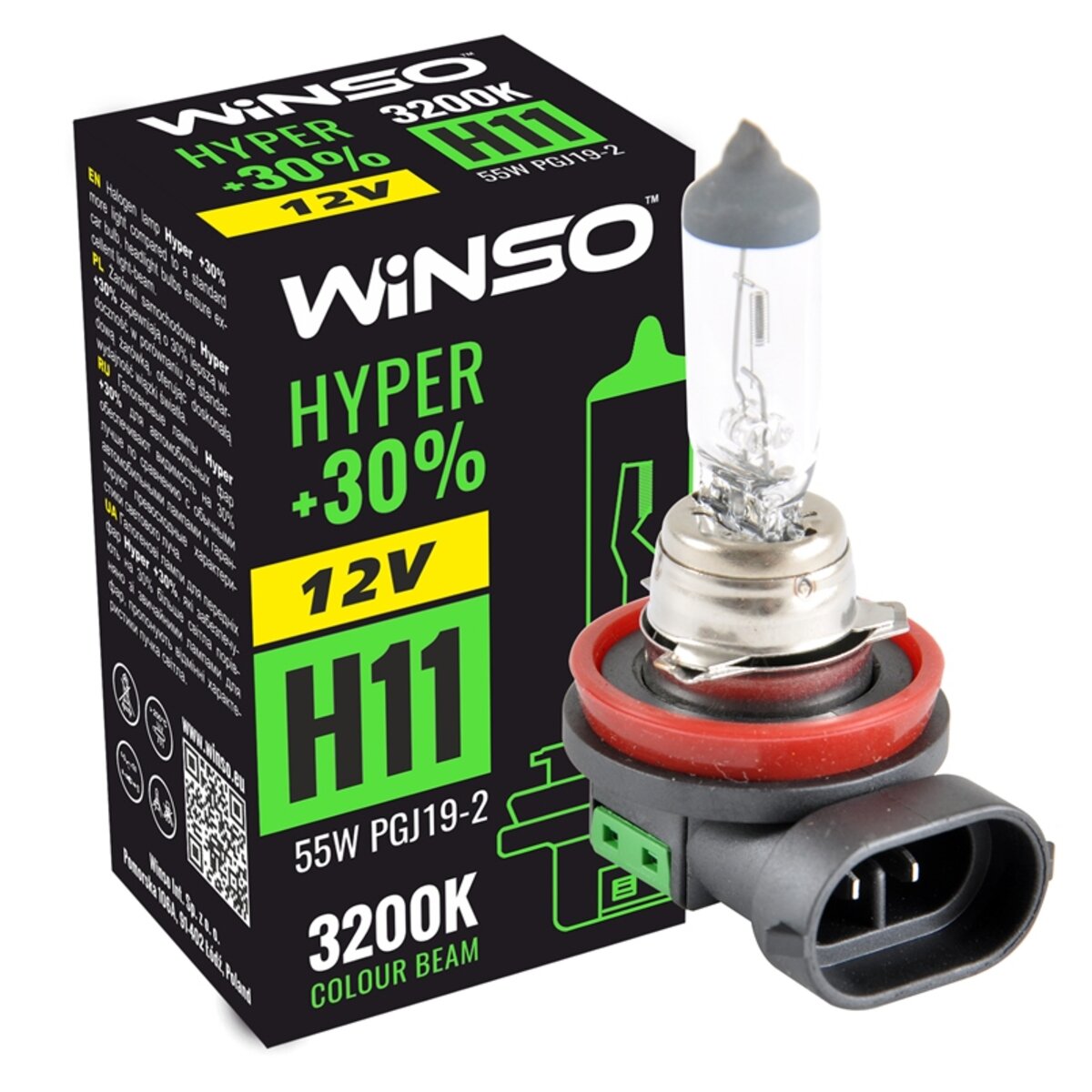 Галогенова лампа Winso H11 12V 55W PGJ19-2 HYPER +30% (712810) дивитися фото №1