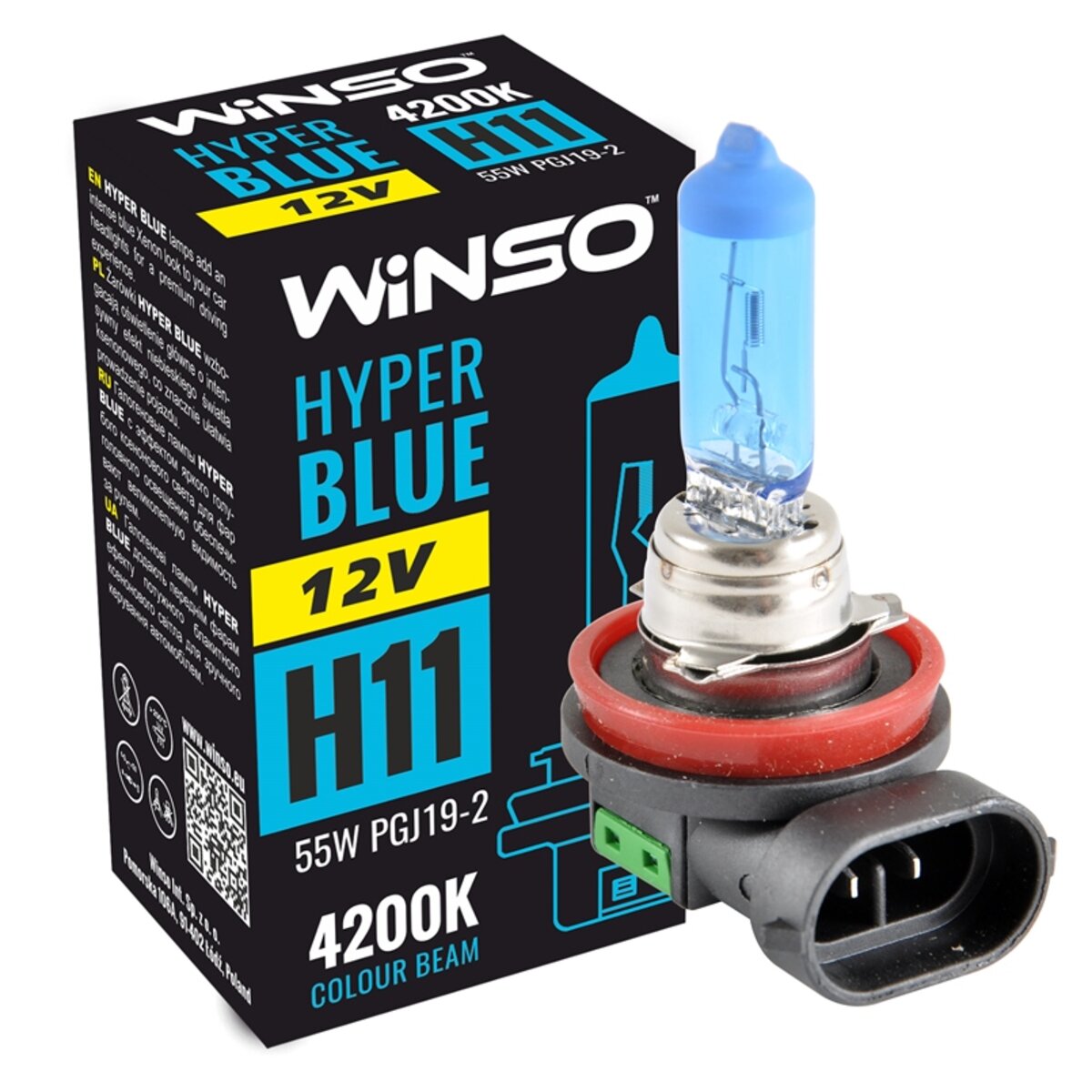Галогенова лампа Winso H11 12V 55W PGJ19-2 HYPER BLUE 4200K (712820) дивитися фото №1