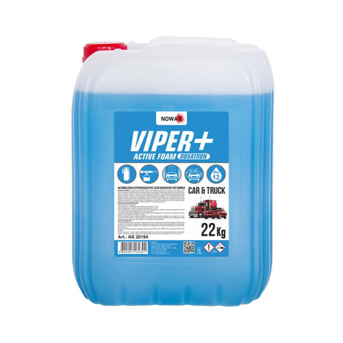 Активна піна Nowax Viper+ Dosatron Active Foam суперконцентрат для безконтактної мийки, 22кг (NX20194) дивитися фото №1