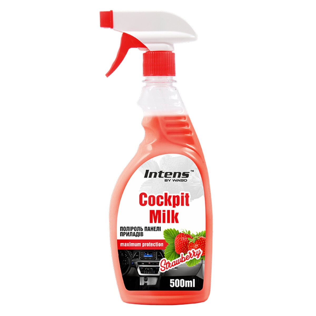 Поліроль-молочко для панелі приладів Winso Cockpit Milk Полуниця, 500мл (810830) дивитися фото №1